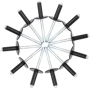60 count Black Large Flange Blind Rivets, ,Flange Diameter 5/8" (16 mm),Pop Rivets Assortment Kit Blind Rivet,3/16" x 5/8",Grip Range(8-12mm)