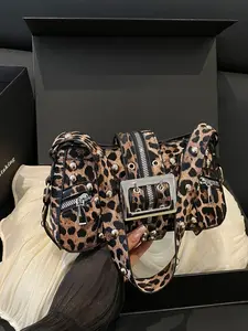 Unique Leopard Print Shoulder Bag, High-End Versatile Crossbody Bag for Work & Commute, Stylish & Durable Design, Handbag Shoulder Bag
