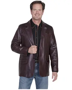 Scully Men's Ostrich Trim Leather Blazer - 650-179
