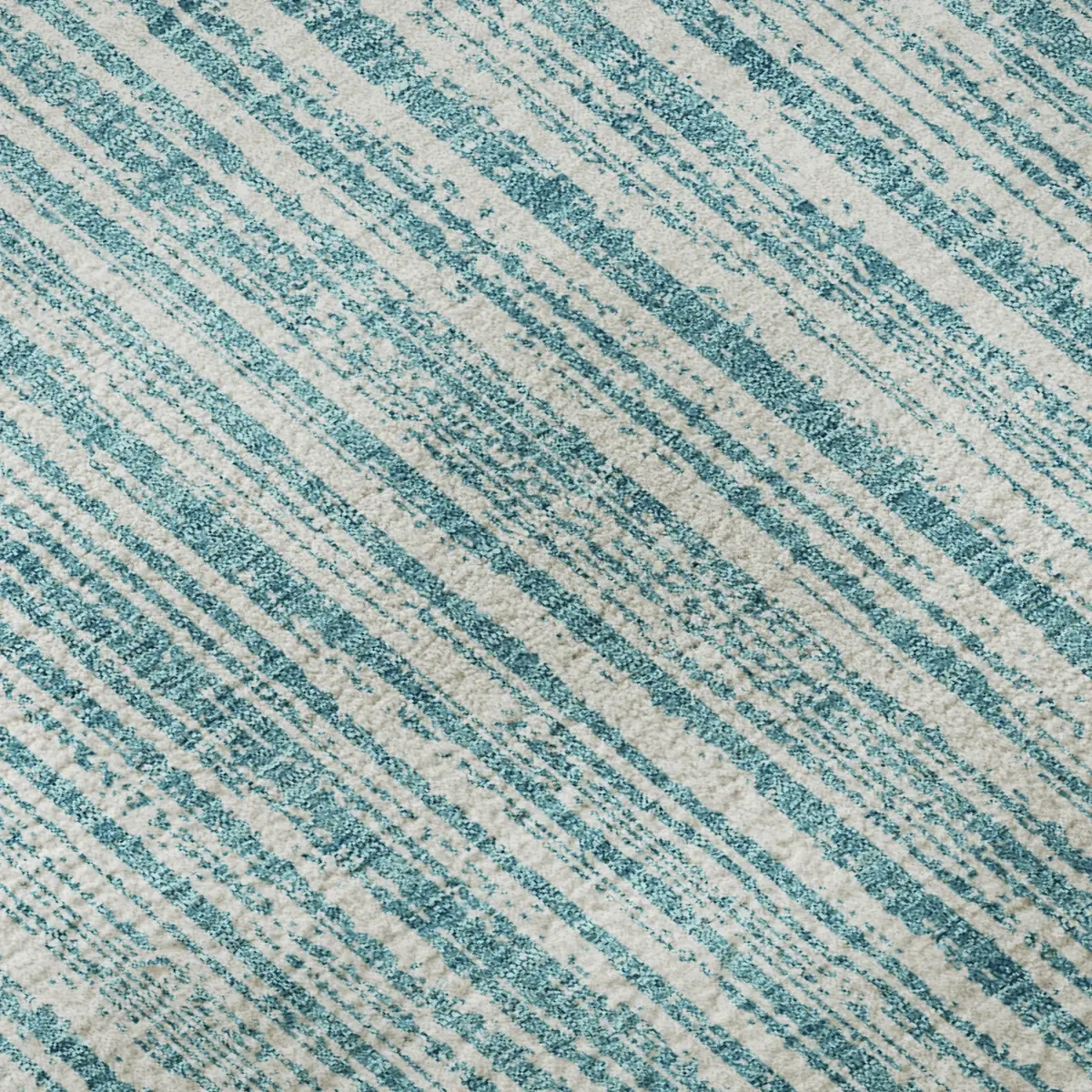 HomeRoots 663865 3x5 ft. Teal & Ivory Strip Area Rug, Transitional Machine-Washable Rectangle Rug with UV Protection, Machine-Washable Area Rugs, Strip Area Rugs