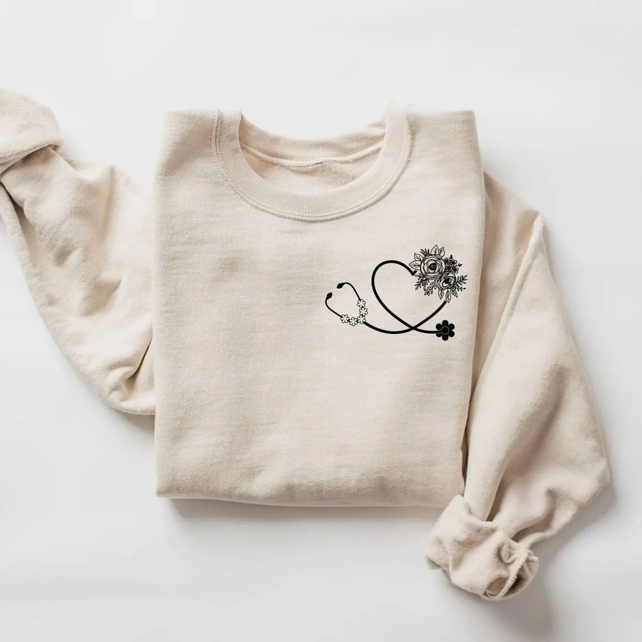Cute Nurse Sweatshirt, Floral Stethoscope Crewneck, Nursing School Student Gift, Healthcare Worker Medicine Apparel, RN Doctor Medical Assistant Shirt, Future Nurse Graduation Present, ER Nurse Practitioner Graphic Top, Gift for Women