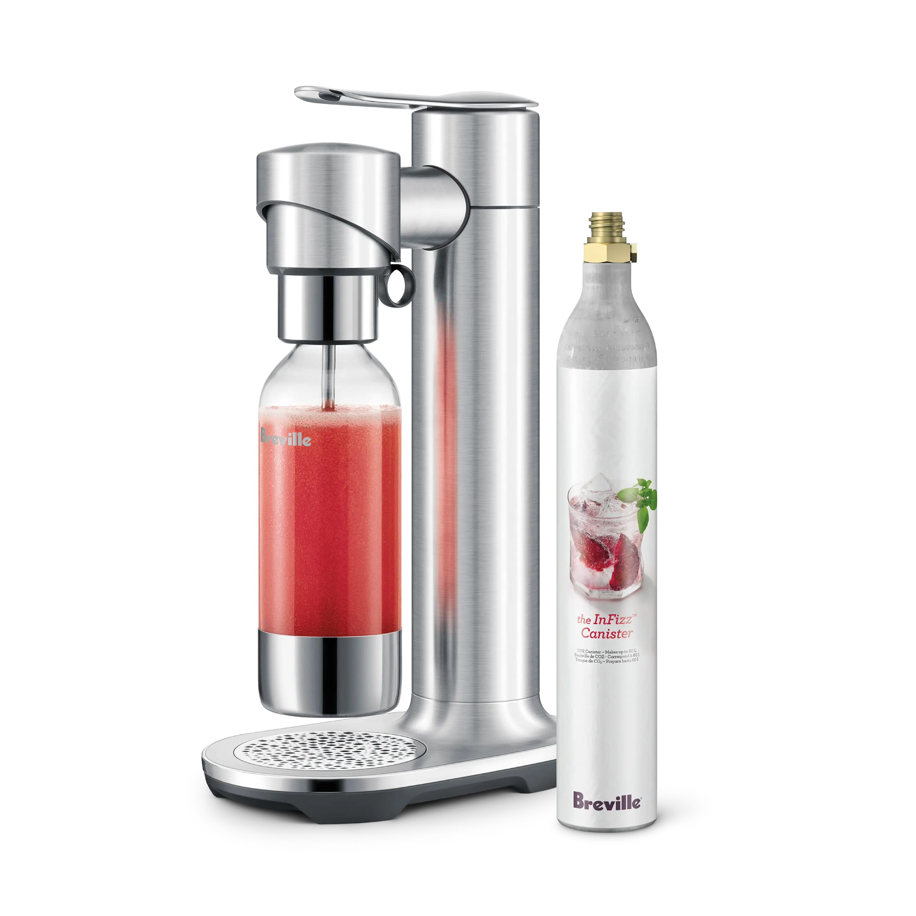 Breville the InFizz Fusion  - Stainless Steel Body, Fusion Cap, 1L Bottle, Easy Twist & Lock, Fast & Slow Carbonation Control