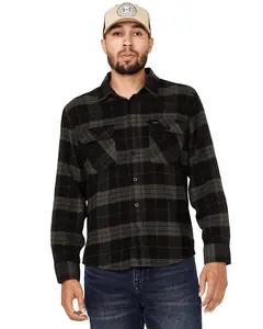 Brixton Men's Men'S Bowery Plaid Print Long Sleeve Button-Down Flannel - 01213-Bkchr