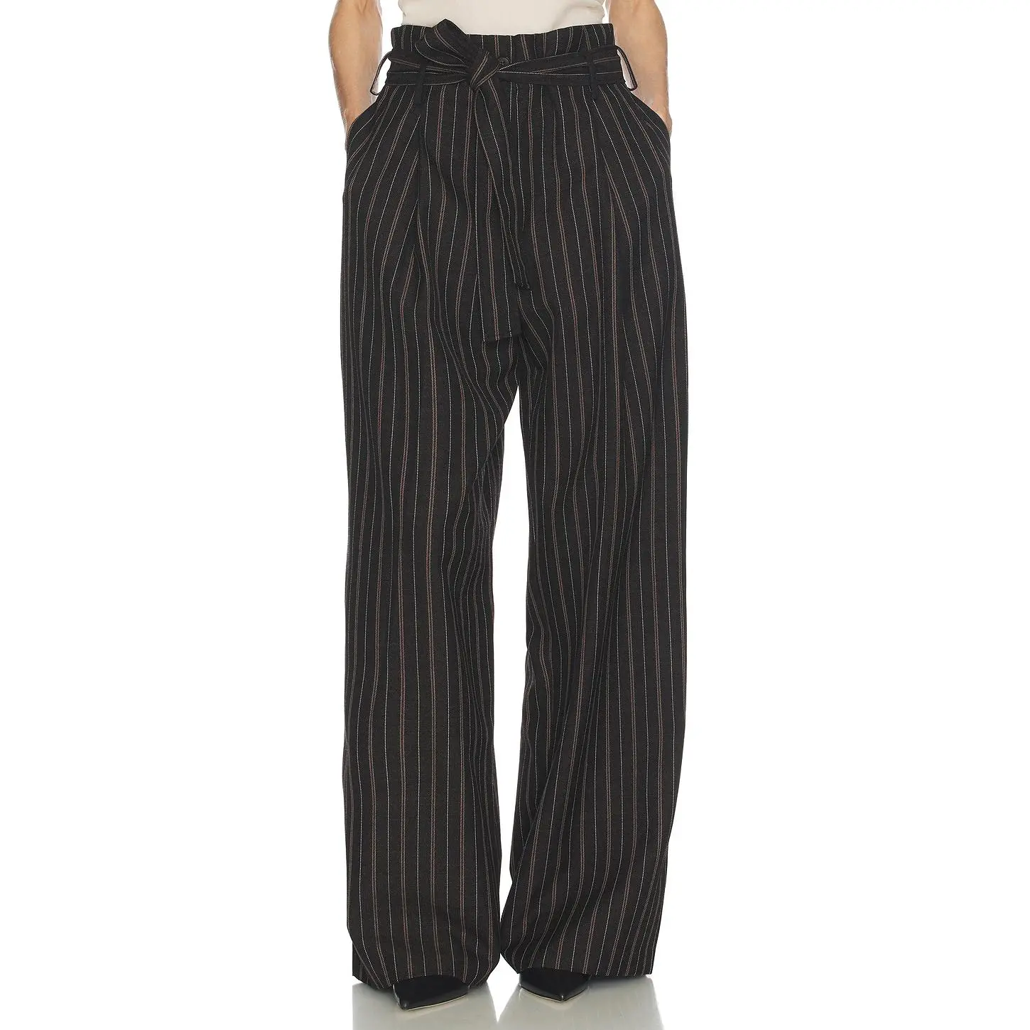 Helsa Stripe Twill Super Baggy Pants in Dark Grey Stripe