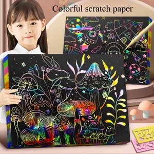 50 Sheets Colorful Scratch Paper DIY Crafts, Creative Doodle Fun Scratch Art, Handmade Scrapbooking Supplies, Kids & Adults Craft Kit, Creative Tool, Unique Texture