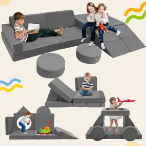 Edbuosy 18pcs Kids Couch Building Fort,Modular Kids Couch,Convertible Foam Play Sofa for Toddler and Baby Playroom Sectional Play Set toddler couch