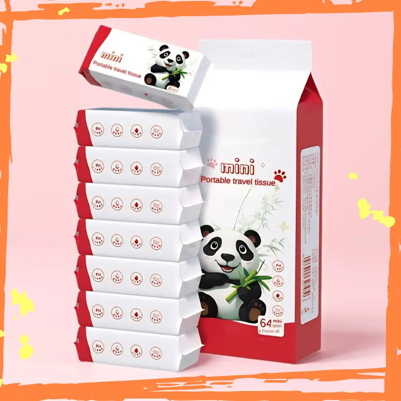 Mini Portable Toilet Napkins Set - 8 Packs/64 Pcs, Compact, Gentle, Eco-Friendly, Convenience Travel Tissues for Home, Travel Use, Fits in Pocket