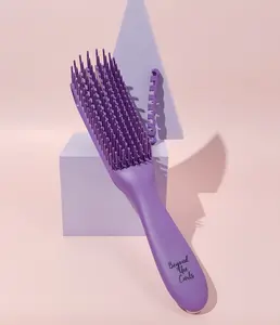Beyond The Curls Flexi-Detangling Brush with 8 Flexi Rods & Strong Silicone Handle for All Hair Types Gentle Detangling Experience Unisex