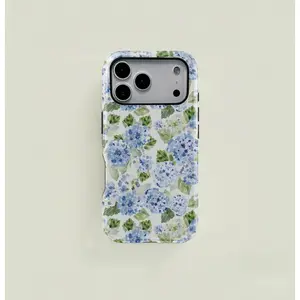 Blue Hydrangea Girly Aesthetic Summer Spring Flowers Fashion Cute 2 in 1 Phone Case with Durable, Shock Absorbing and Stylish Design. Compatible with Iphone 11, 12, 13, 14, 15 16 17 Pro Max and Pro Plus Series A creatively designed new phone case, perfec