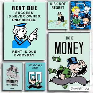 M-Monopoly game Painting Calligraphy Premium Textured Canvas Wall Art Poster – High-Quality Fabric Print with Rich Color & Matte Finish, Modern Aesthetic Decor for Living Room, Bedroom, Office & Creative Interior