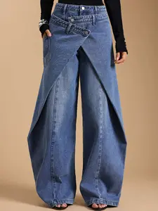 Women's Fashion Crossover-Style Wide-Leg Jeans