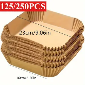 Disposable Non-Stick Parchment Paper, High Heat Resistant with Anti-Splash Edge Design, Suitable for Air Fryer Oven and Microwave, 125/250 Sheets, Essential Chicken Wings & French Fries Cooking Tool, Party Supplies, Easy to Clean, Rounded Corner