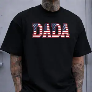 DADA' USA Flag Print T-shirt Dad Patriotic Style Casual Top