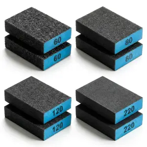 8 Pack Sanding Sponges Set | 60/80/120/220 Grit | Cuttable Washable Reusable Wet Dry Sanding Blocks for Drywall, Wall, Metal, Wood Furniture