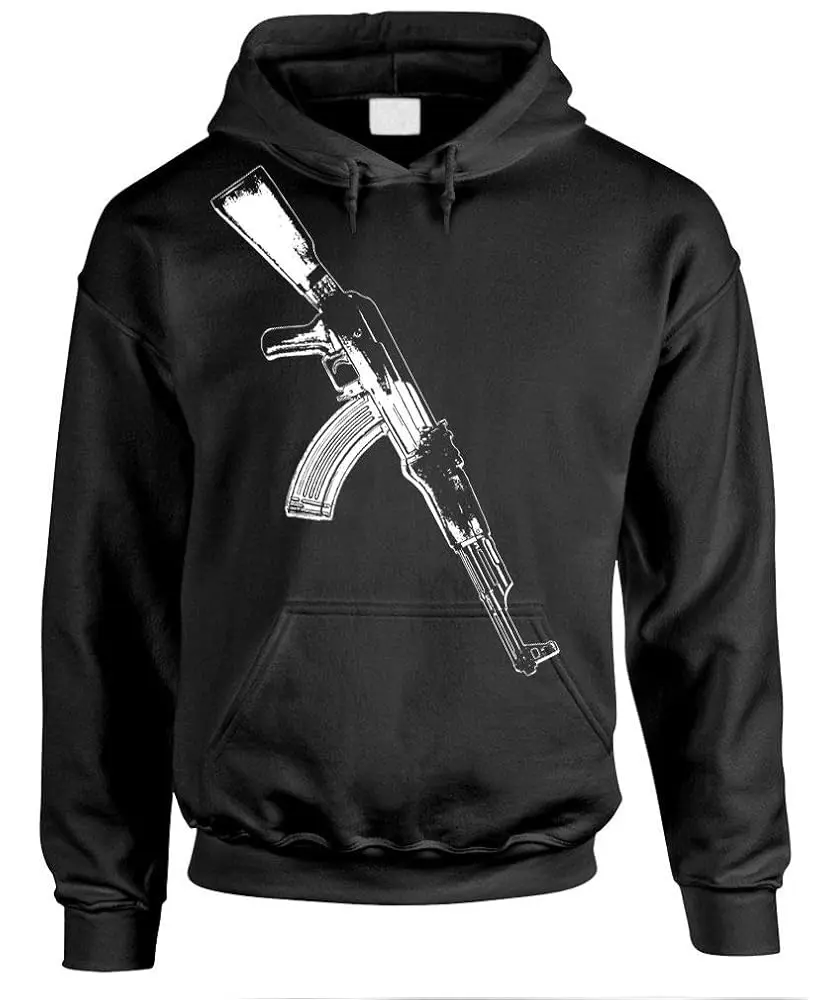 MeanGear Hooded Sweatshirt, Unisex AK-47 Gun Rights Design in a Warm Weight Blend Fabric, Tennessee-Based Menswear