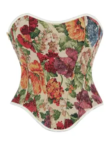 Women's Floral Print Bone Corset, Vintage Fashion Lace Up Shapewear Top for Daily Wear, Tummy Control Shaper for Women, Corset Style Shapewear, Body Shaper