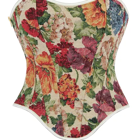 Women's Floral Print Bone Corset, Vintage Fashion Lace Up Shapewear Top for Daily Wear, Tummy Control Shaper for Women, Corset Style Shapewear, Body Shaper, Corset Waist Shaper, Corset Waist Shaping