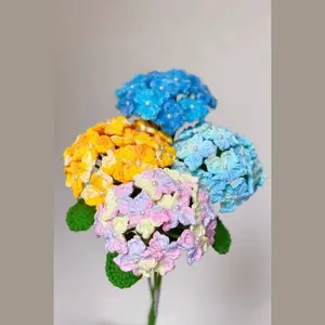 Handmade crochet flowers bouquet gift for friend wedding Anniversary valentine’s day and mother's day knitted Hydrangea Home Decor Ornament