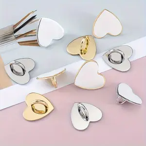 10pcs Heart-Shaped Metal Heart Design Charm Clasps with Adhesive - DIY Craft Accessories for Phone Cases, Lanyards, Shoes, Boots & Watches