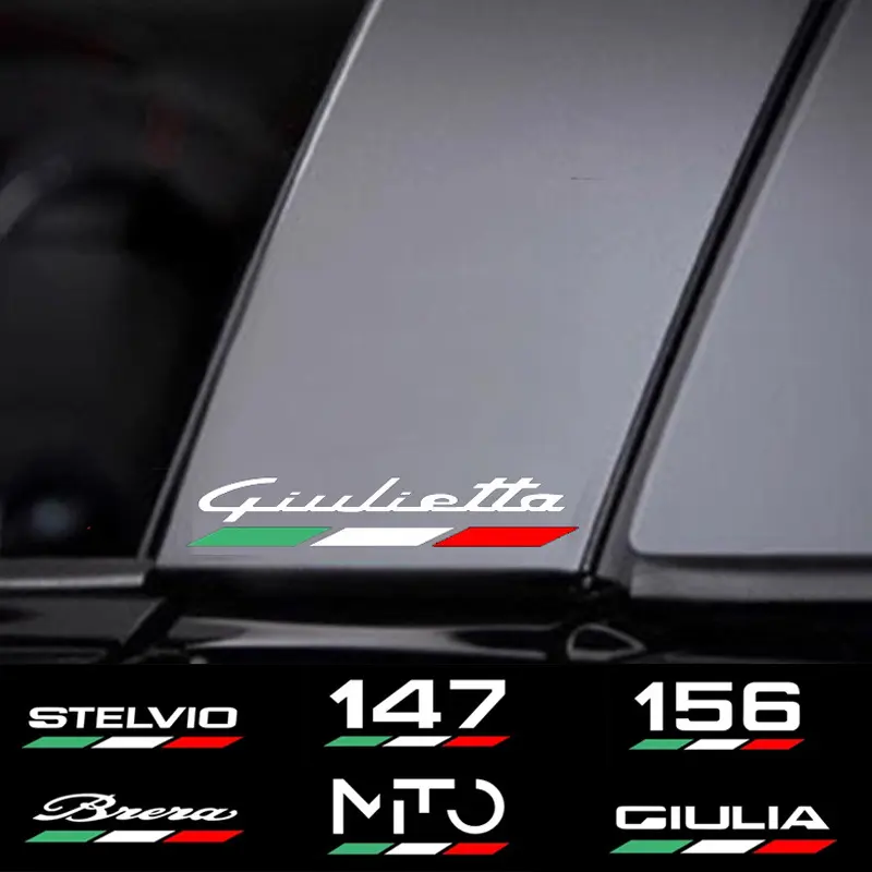 1SET Street Trendy Italian Performance Car Logo Sticker Decal for Cars Stick on Alfa Romeo bodies or performance car-themed backpacks, this elegant font + flag stripe model logo decor instantly has an Italian stylish vibe, Alfa Romeo fans, Car Decals