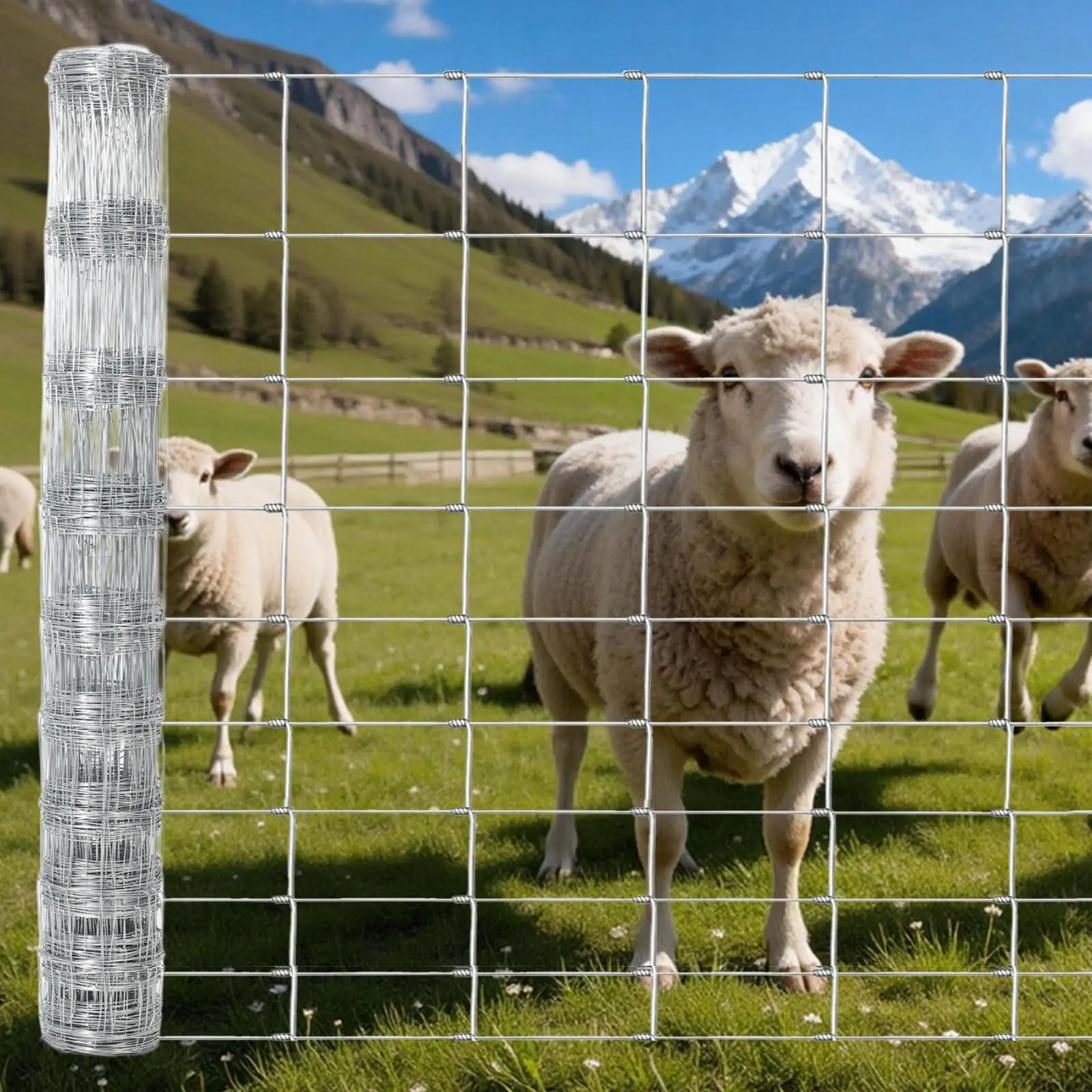 GARVEE 5FT x 328FT Galvanized Field Fence Roll, Heavy Duty Woven Wire Livestock Fencing for Cattle, Goats & Deer, High Zinc Farm Barrier for Pasture, Yard & Ranch