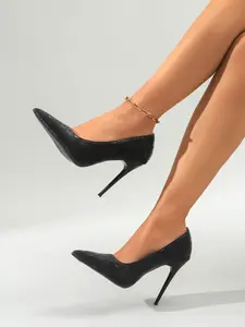 Elegant High Heel Shoes for Women, Plain Design, Rubber Sole Material, Perfect for Spring & Fall Seasons, Stylish Office Wear