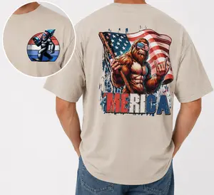 'Merica Bigfoot Shirt, Patriotic Sasquatch American Flag Gun Funny 4th of July Graphic Tee, Sasquatch 'Merica T-Shirt, Funny Bigfoot American Flag Patriotic Humor Graphic Tee