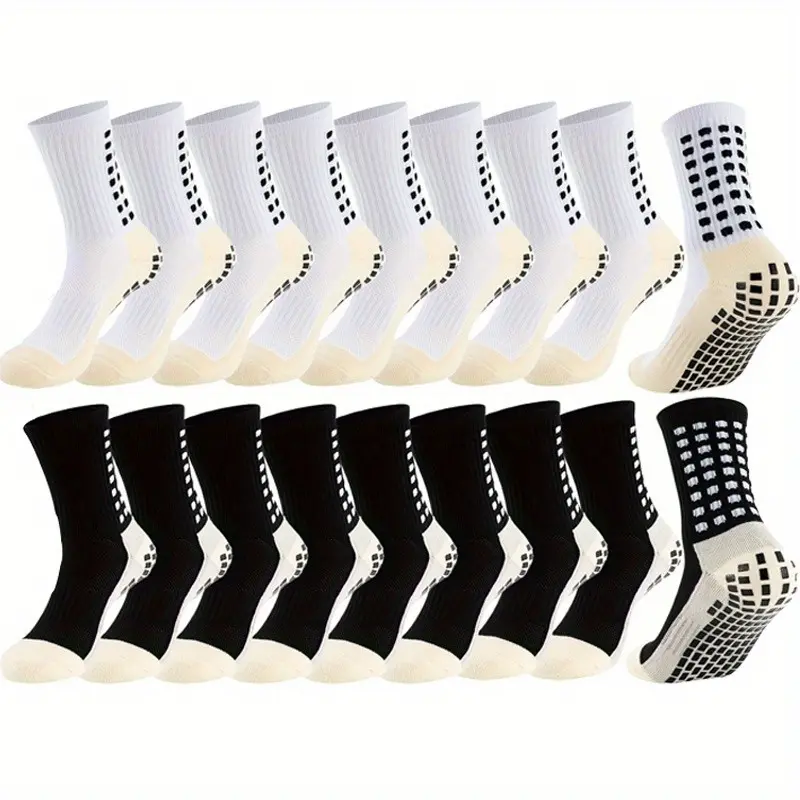 6/12/18 Pairs Men's Non-slip Non-slip Absorbent Breathable Towel Bottom with Grip Sports Socks Suitable for Football, Running Exercise