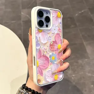 Magnetic Compatible Case for iPhone 17 16 E Pro Max 15 Plus 14 13 12 11 XS XR, Pastel Pearl Accented Pastel Flowers Print | Silicone, Lightweight, Aesthetic, Scratch Resistant, and Cute Protection