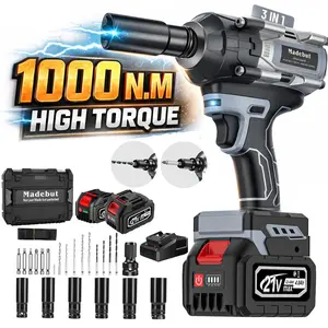1000 N.m Cordless Impact Wrench, All-Metal Cordless Impact Gun with 2 * 4.0Ah, 3-IN-1 Electric Impact Wrench with 5 Sockets for Cars & Trucks #SummerVibes tiktokshopspringglowup