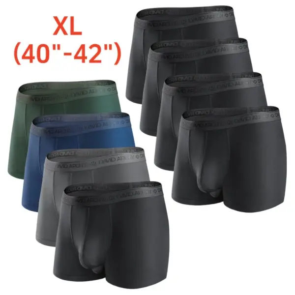 DAVID ARCHY Men’s Elastic Silky Spandex Modal Trunks - 8-Pack Basic Plain Boyshorts, Soft Breathable Balls Support Casual Underwear Gift Set (XL-XXL)