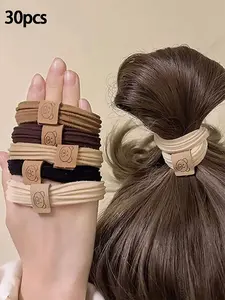 30pcs Cute Bear Hair Ties for Girls, High Elasticity Ponytail Holders, Elastic Hair Accessory, Perfect for Daily Hairstyles, Kids Accessories