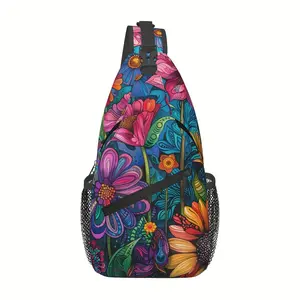 Crossbody Chest Bag Hiking Backpack Colorful Floral Pattern Shoulder Bag Folding Large Capacity Fashion Durable Can Be Used For Shopping, Work, Leisure Travel Beach Bag Fishing Backpack Travel Accessories Backpack For School Back Christmas Gifts