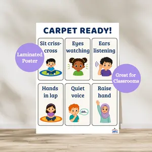 Classroom Carpet Expectations Poster | Pre-School Laminated Anchor Charts | Kindergarten Classroom Rules