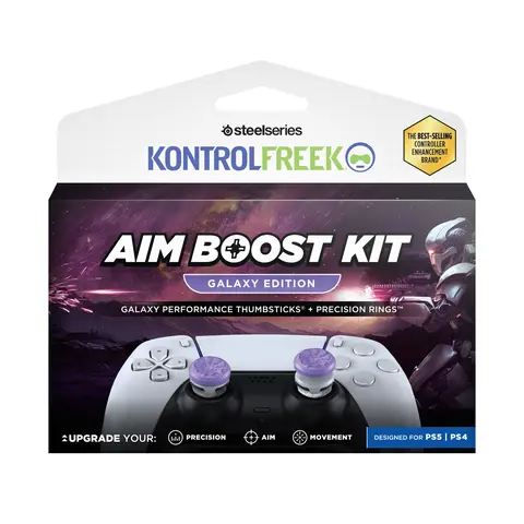 KontrolFreek Galaxy Edition Aim Boost Kit - Ergonomically Designed Console Accessories for PS5 | PS4, 3-Strength Resistance Battle Gear, Performance Soft Thumbsticks, Mixed-Height Precision Rings, Shock-Absorption Thumb Grips to Improve Control