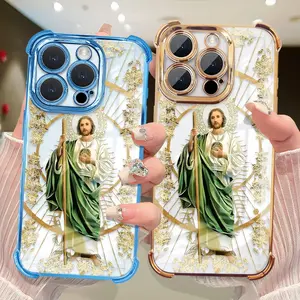 Four-Corner Anti-Fall St. Judah Pattern Mobile Phone Case, Suitable For IPhone17/16/15/14/13/12/11 X Xs Pro Max, Anti-Fall, Shockproof, Transparent, St. Judah Mobile Phone Protective Cover, Strong Mobile Phone Protection Accessories