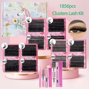 3 Boxes DIY Eyelash Extension Kits (8-18mm),D Curl Eyelash Extension Kit With Adhesive And Seal,As Well As Eyelash Applicator Tool,Volume full style for dramatic style lash extension,Eye Make up use lash extension kit