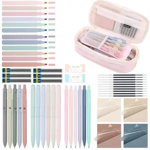 Stationery Set, 38/52pcs Including Highlighter & Gel Pen & Mechanical Pencil & Pencil Case & Accessories, Cute Stationery Set, Writing Utensils, School Supplies
