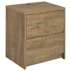 Westpark 2-Drawer Mango Wood Nightstand - LED Lights, Dual USB Charging Outlet (USB-A), Storage Side Table