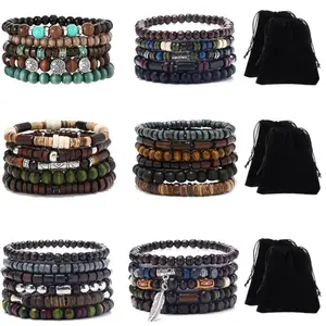 32 Pcs Wooden Beaded Bracelets for Men Adjustable Pulseras Para Hombres Set, Mens Bracelet Meaningful Gift - Home Improvement.