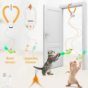 Electric Cat Teaser with Remote, Interactive Pet Toy, Rechargeable Door Clip Design, Dual Modes --- 360 °   Rotation and Irregular Jumping, Stimulates Mind & Body,cat toys, cat stuff