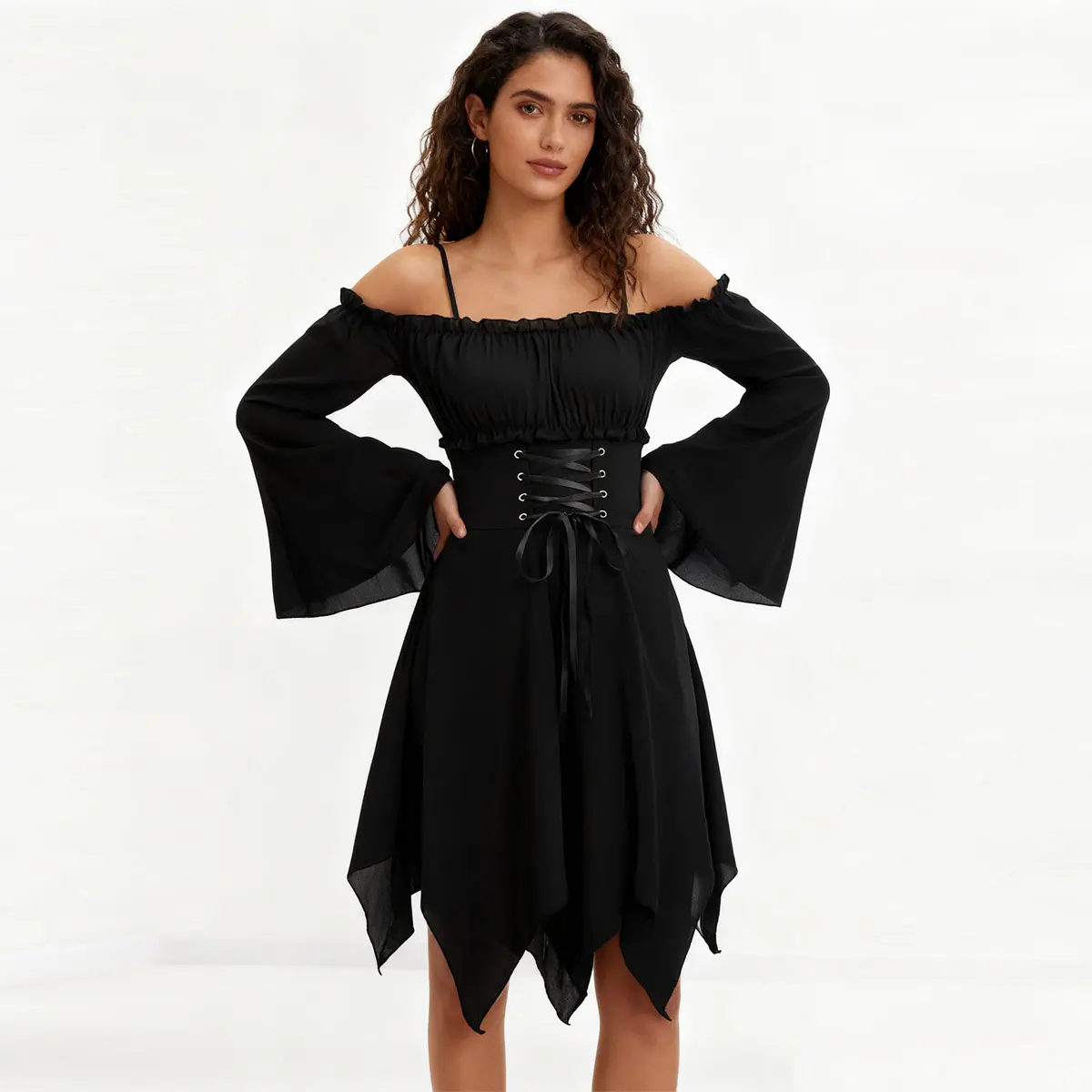 Gothic Off-Shoulder Long Sleeve Asymmetrical Mini Dress with Corset Detail in Black bridesmaid dresses Womenswear - TikTok Shop Gothic Off-Shoulder Long Sleeve Asymmetrical Mini Dress with Corset Detail in Black bridesmaid dresses Womenswear - TikTok Shop