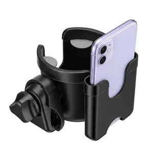 Universal Stroller Cup Holder, Adjustable Drink Holder with Phone Holder for Baby Stroller, Wheelchair, Walker, Bike, Scooter, Gifts for Family Member.