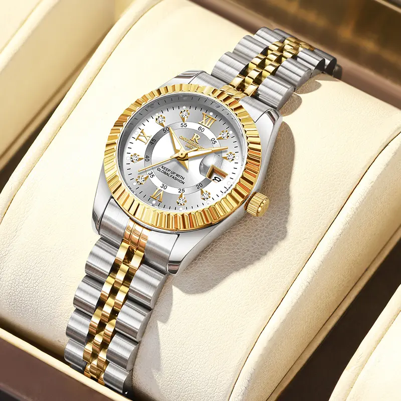 Gold silver and blue watch - TikTok Shop