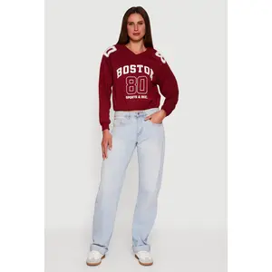 Almost Famous Elastic Hem Cropped Graphic Sweatshirt