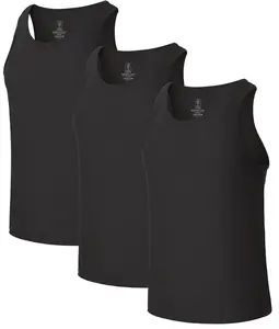 BAMBOO COOL Men's 3-Pack Plain Sleeveless Undershirts, Regular Fit Menswear Tank Tops, Stretchy Bamboo Fabric Moisture-Wicking Base Layer