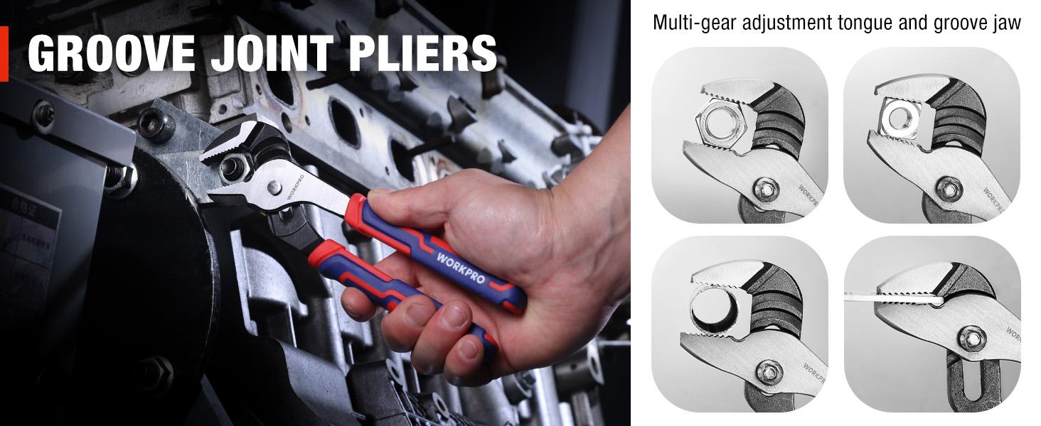#backtoschool WORKPRO Pliers & Wrench Set, 12-Piece Pliers Tool Set with Organizer, Include Needle Nose, Wire Cutter, Groove Joint, Slip Joint, Long Nose, Diagonal Plier, For Home & Garage, Father's Day Suitable