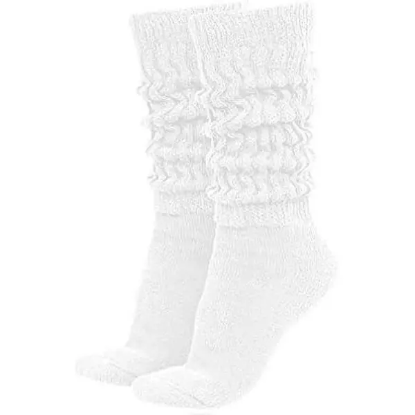 Gervra Women’s Extra Long & Heavy Slouch Socks – 100% Cotton, Made in USA, One Size Fits Most (Size 9–11)