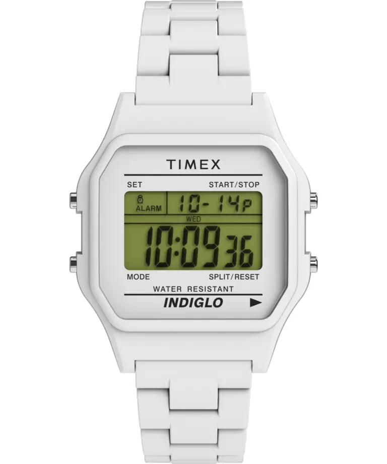 Timex T80 36mm Digital White Unisex Watch TW2V20100