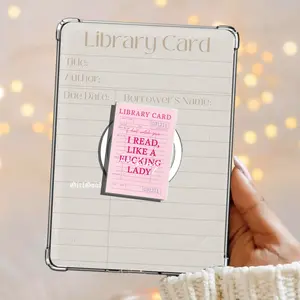 Pink Library Card I Read Like a F Lady Bookish Griptok Pop Socket Books Kindle accessories Kindle Holder Kindle Accessories Phone Holder MagSafe PopSocket Phone Grip Magnetic Pop Socket Phone Grip
